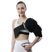 Model wearing the 66fit Cold Compression Shoulder Wrap secured around the shoulder and upper arm, designed to provide targeted cold therapy and compression support.